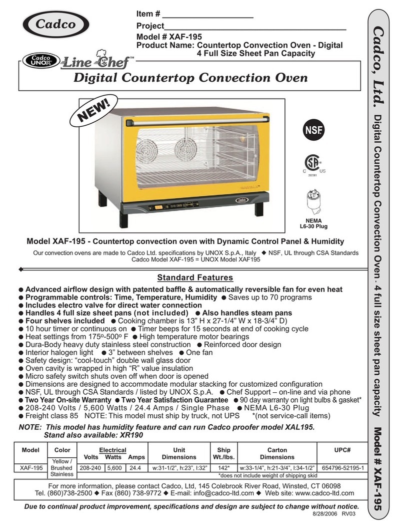 Cadco UNOX Line Chef XAF-195 User manual Cadco UNOX Line Chef XAF-195 User manual