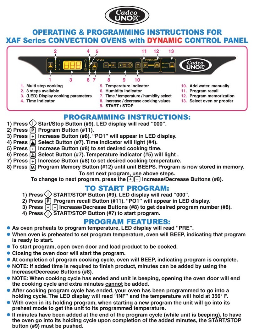 Cadco UNOX XAF Operating instructions