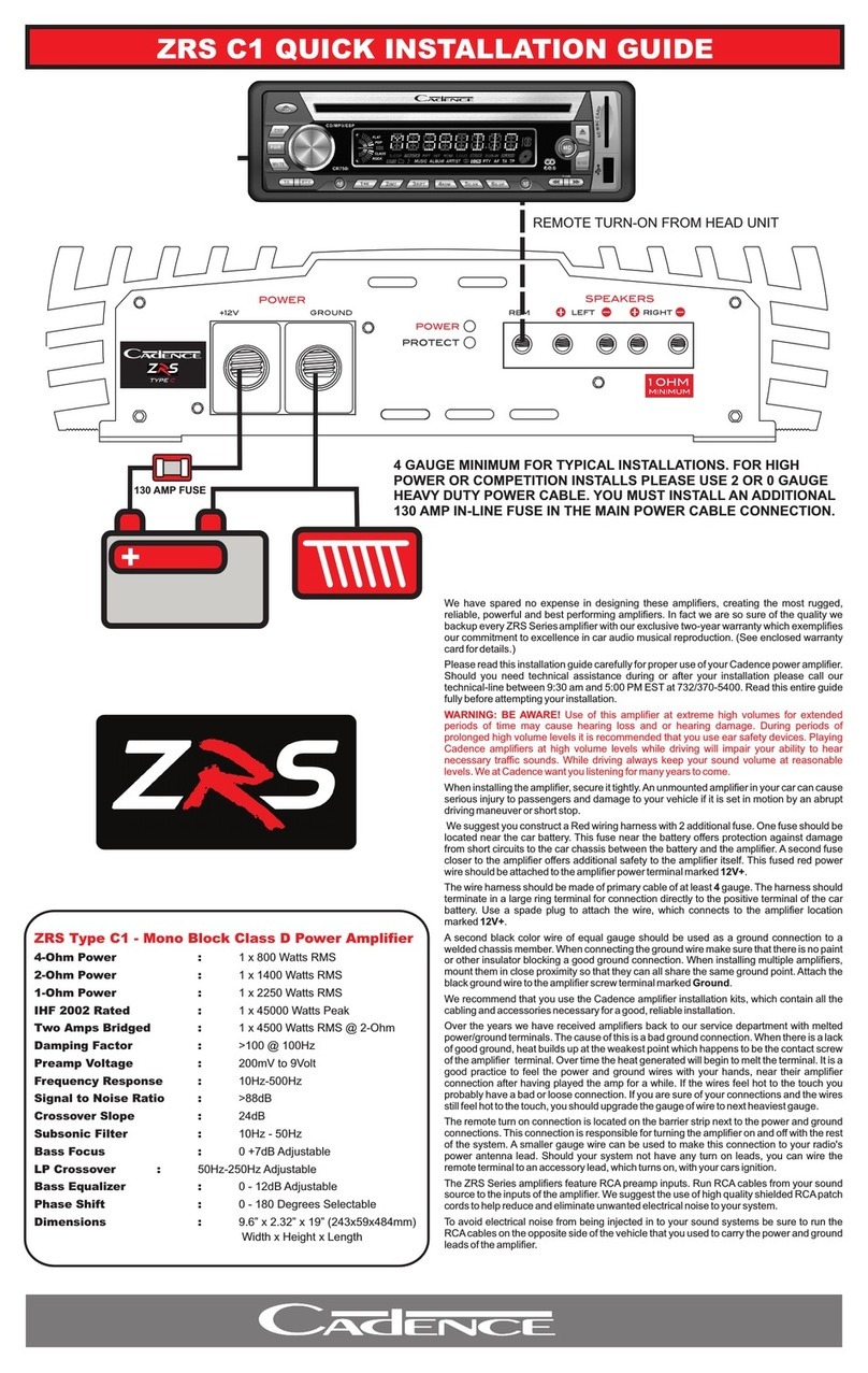 Cadence ZRS ZRS C1 Quick installation guide