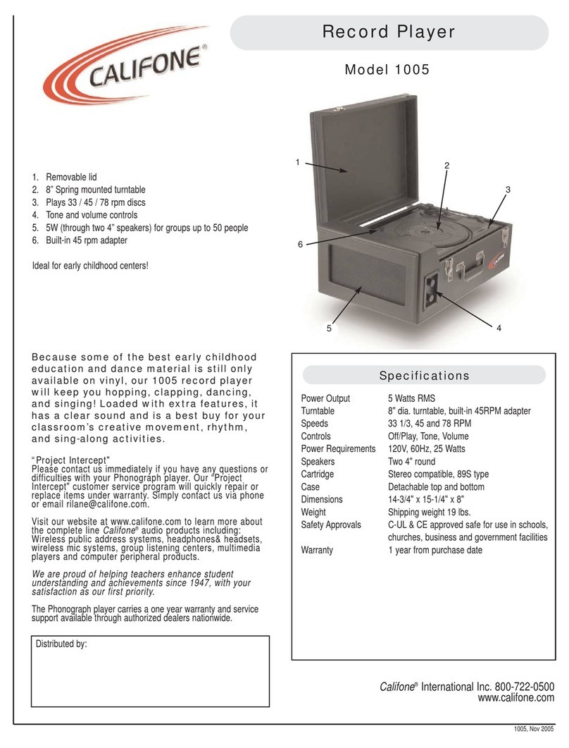 Califone 1005 User manual