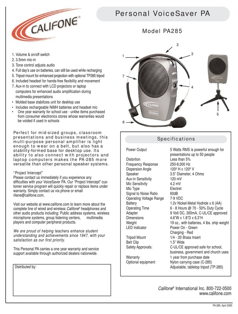 Califone Personal VoiceSaver PA PA-285 User manual