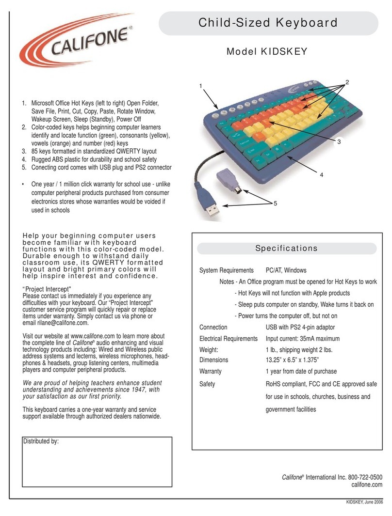 Califone KIDSKEY Specifications