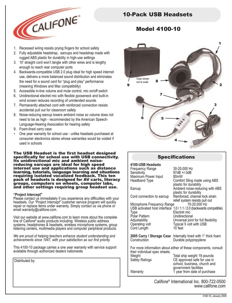 Califone 4100-10 Specifications