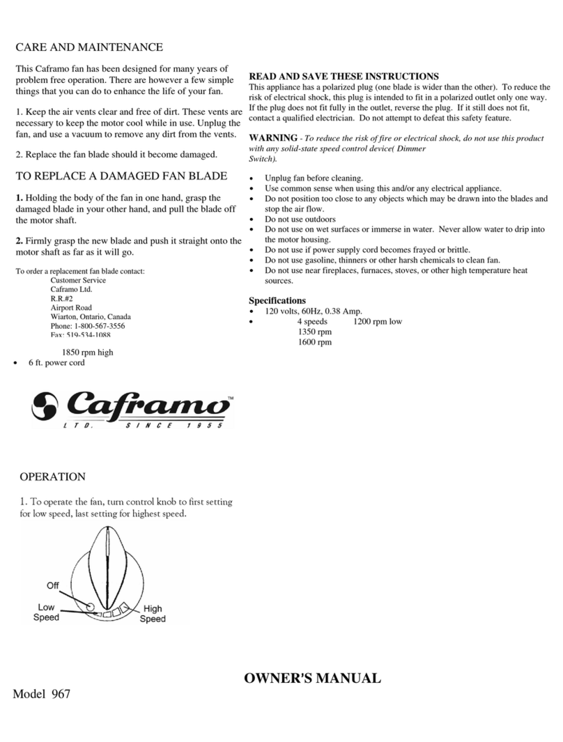 Caframo Exhaust Fan 967 User manual
