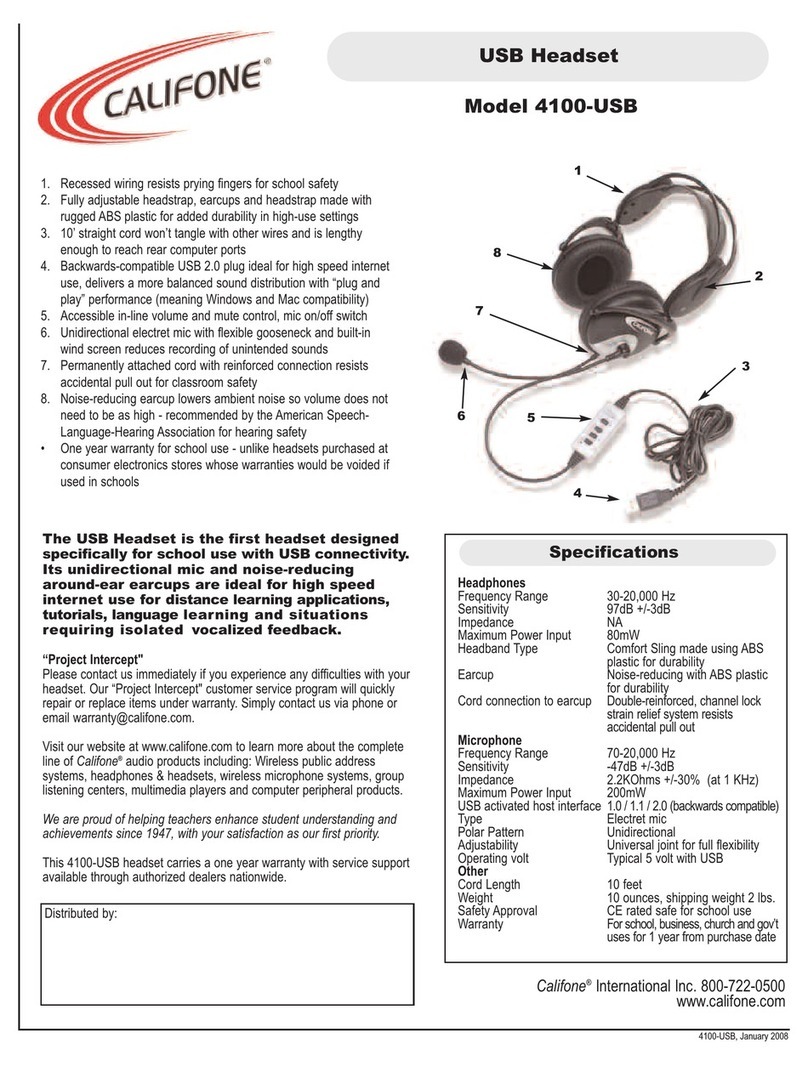 Califone 4100 Specifications