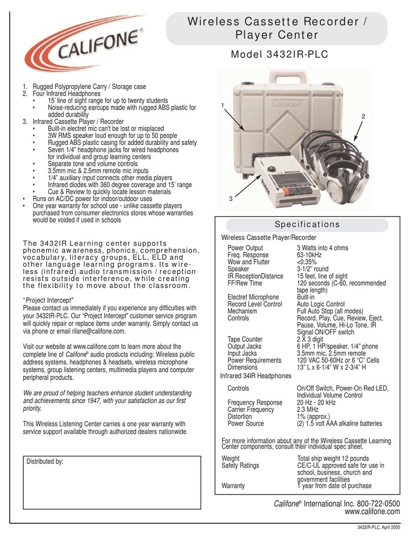 Califone 3432IR-PLC Specifications
