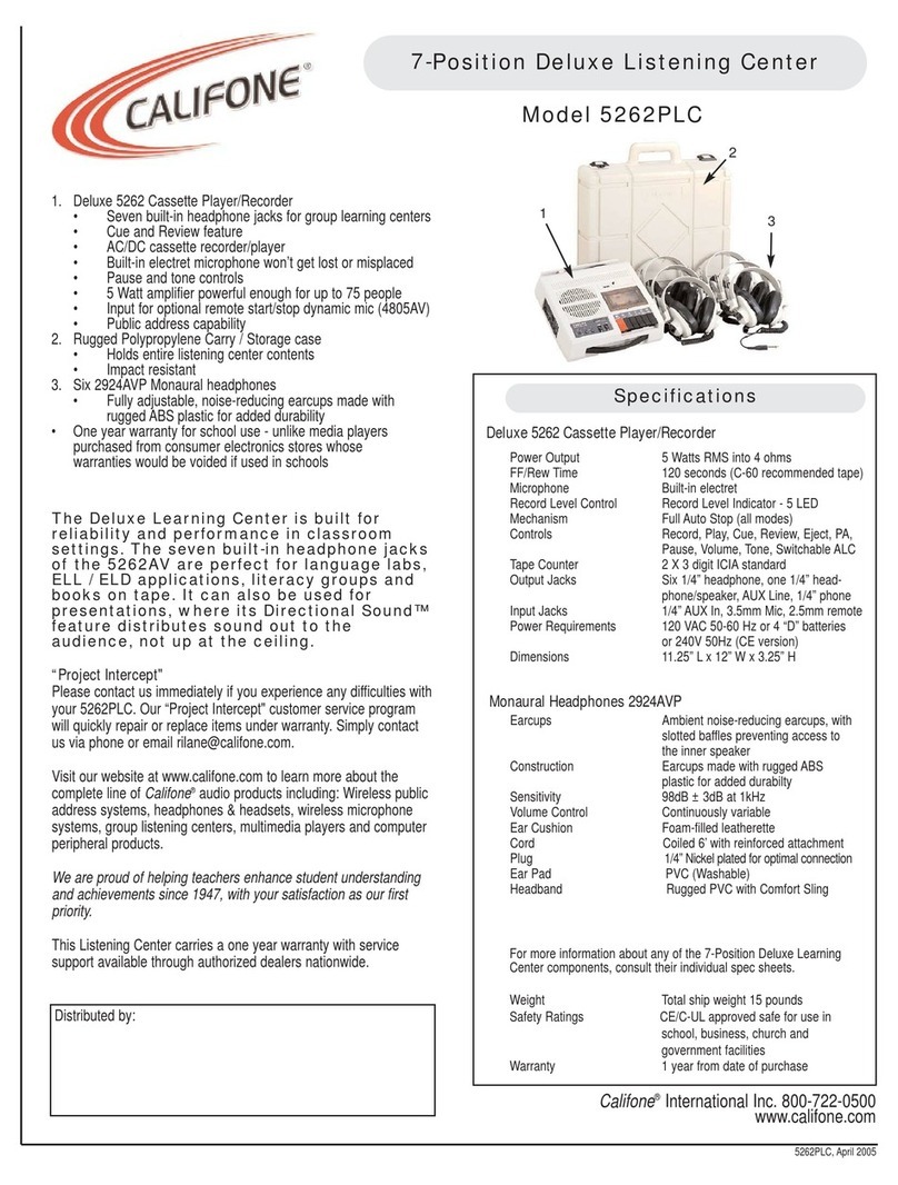 Califone 5262PLC Specifications