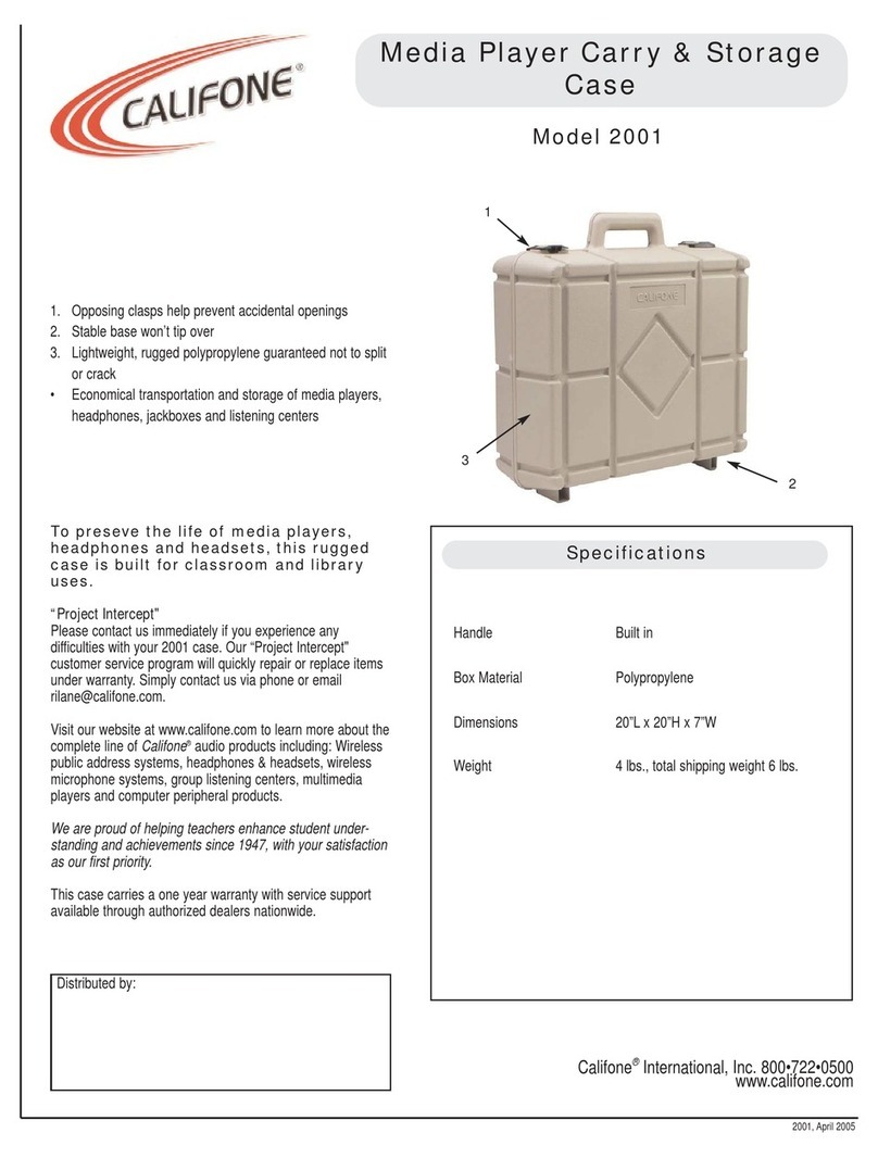 Califone Media Player Carry & Storage Case 2001 Specifications
