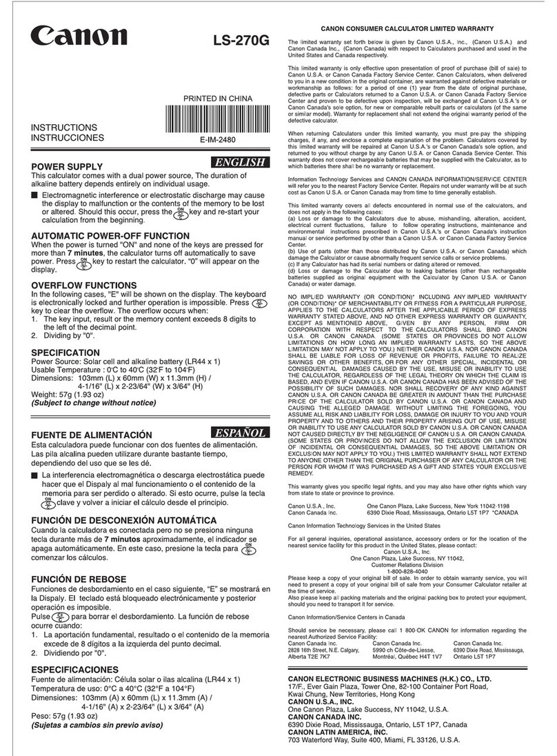 Canon LS-270G instructions