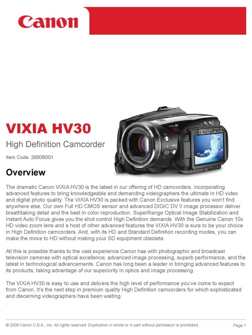 Canon Vixia HV30 User manual Canon Vixia HV30 User manual