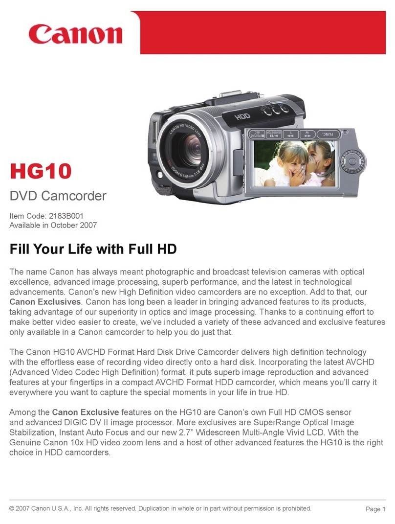 Canon HG10 2183B001 Brochure & specs