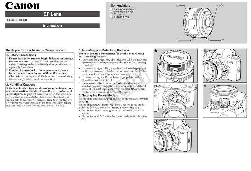 Canon EF 50mm f/1.8 II User manual Canon EF 50mm f/1.8 II User manual