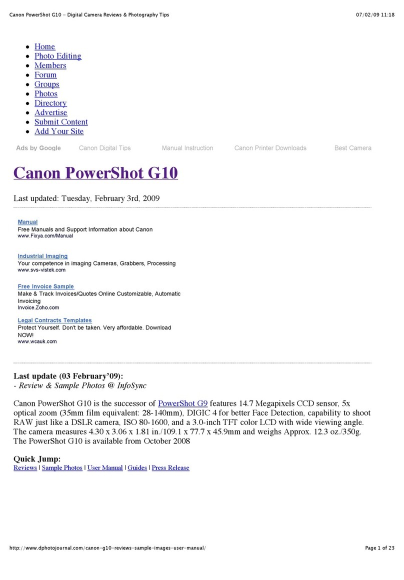 Canon PowerShot G10 - Digital Camera - Compact User manual