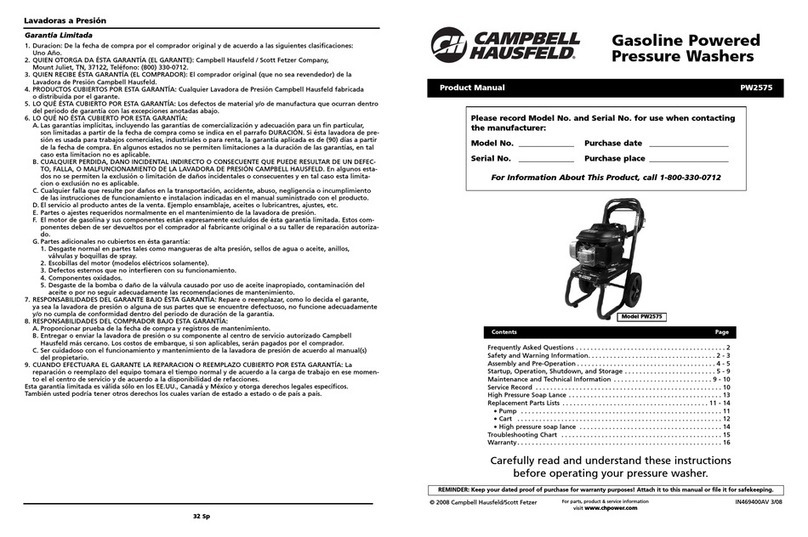 Campbell Hausfeld PW2575 User manual