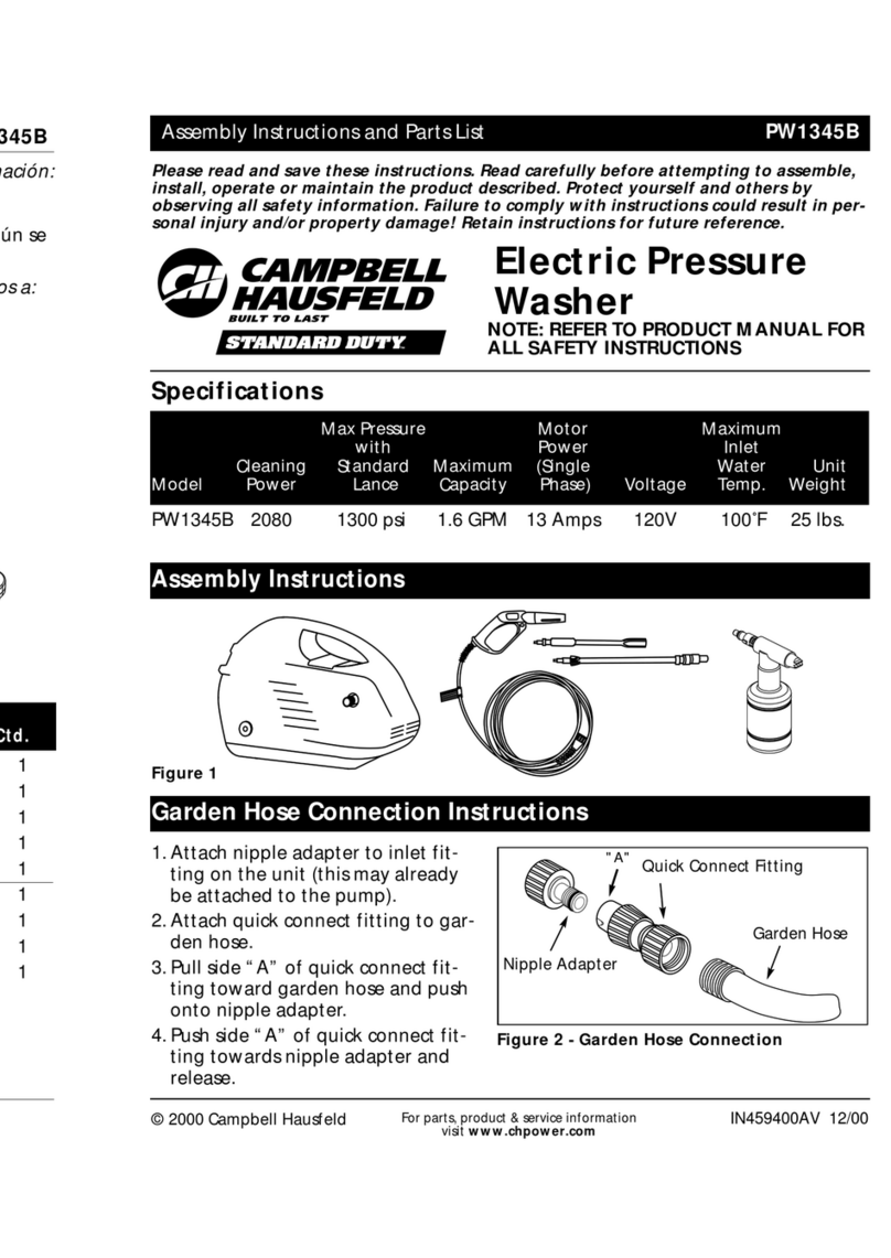Campbell Hausfeld PW1345B Assembly instructions and parts list