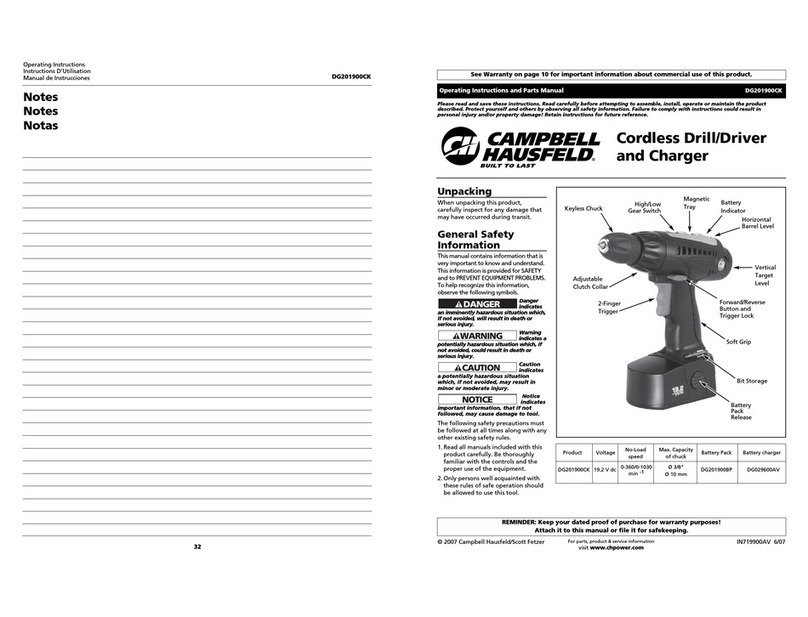 Campbell Hausfeld DG201900CK Operating instructions and parts manual