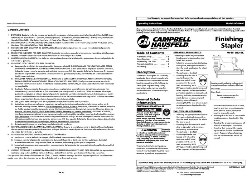 Campbell Hausfeld SN268K00 operating instructions