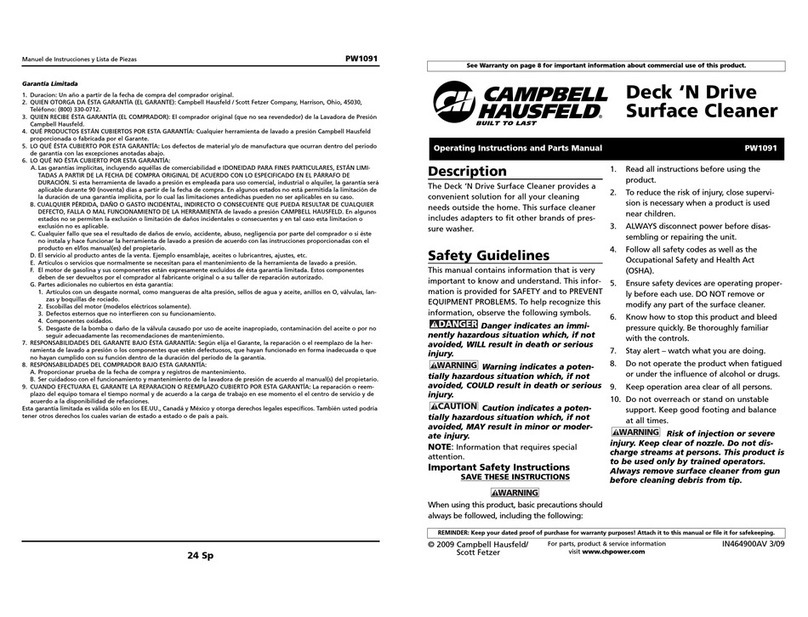 Campbell Hausfeld Deck `N Drive IN464900AV Operating instructions and parts manual