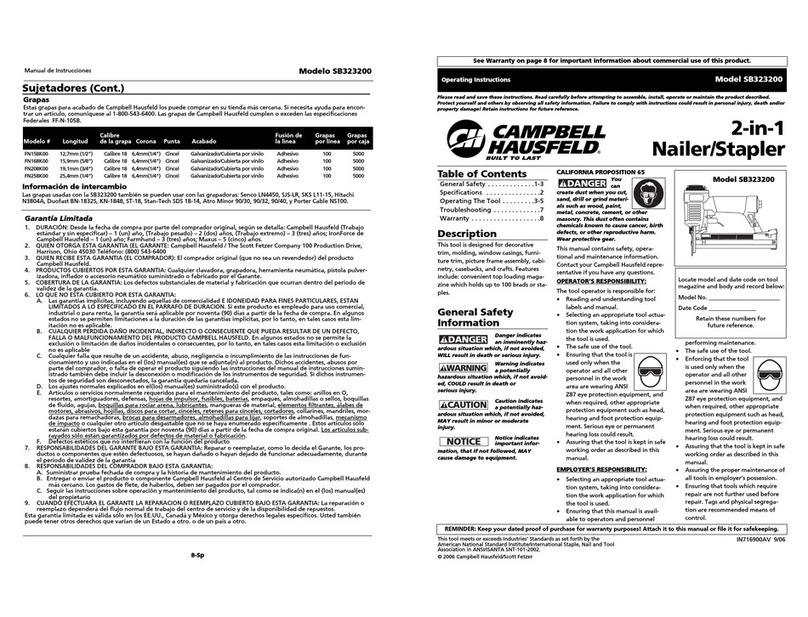 Campbell Hausfeld SB323200 operating instructions