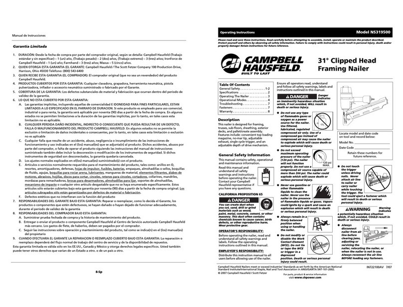 Campbell Hausfeld NS319500 operating instructions