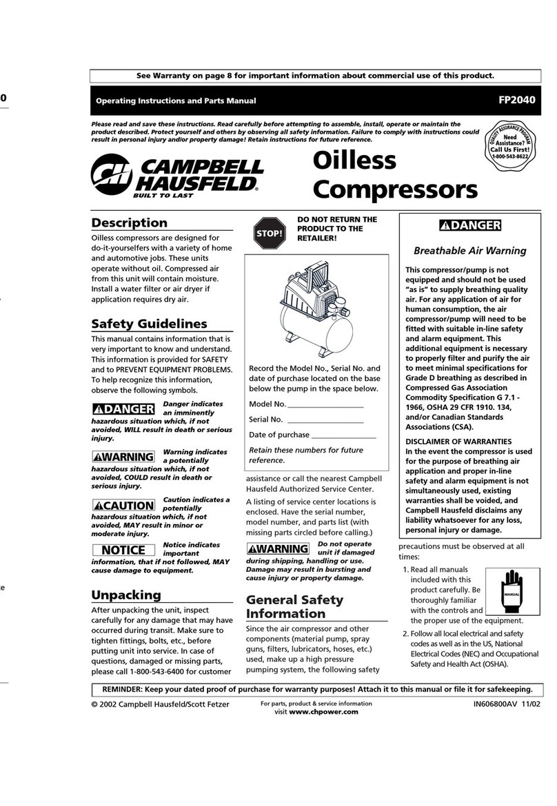 Campbell Hausfeld FP2040 Operating instructions and parts manual Campbell Hausfeld FP2040 Operating instructions and parts manual