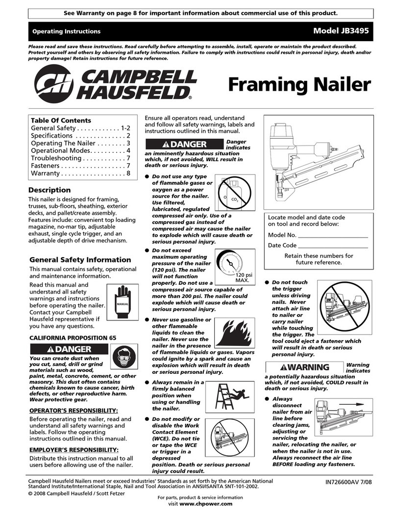 Campbell Hausfeld Framing Nailer JB3495 operating instructions