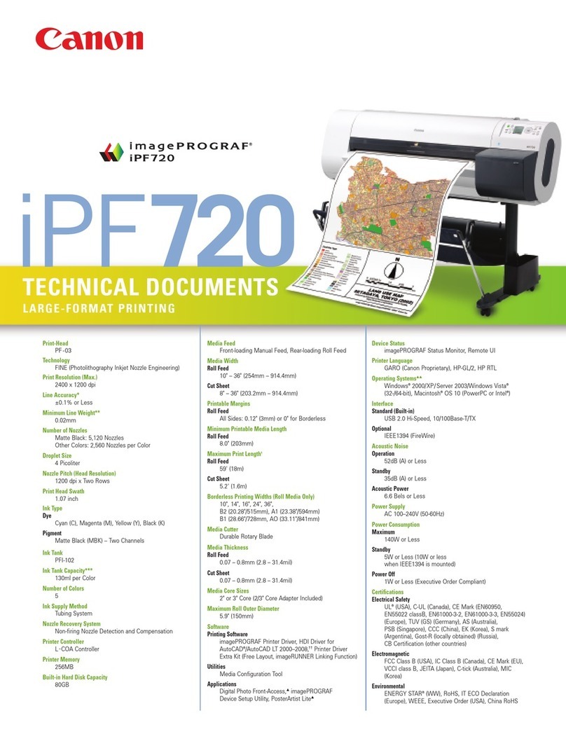 Canon iPF720 - imagePROGRAF Color Inkjet Printer User manual