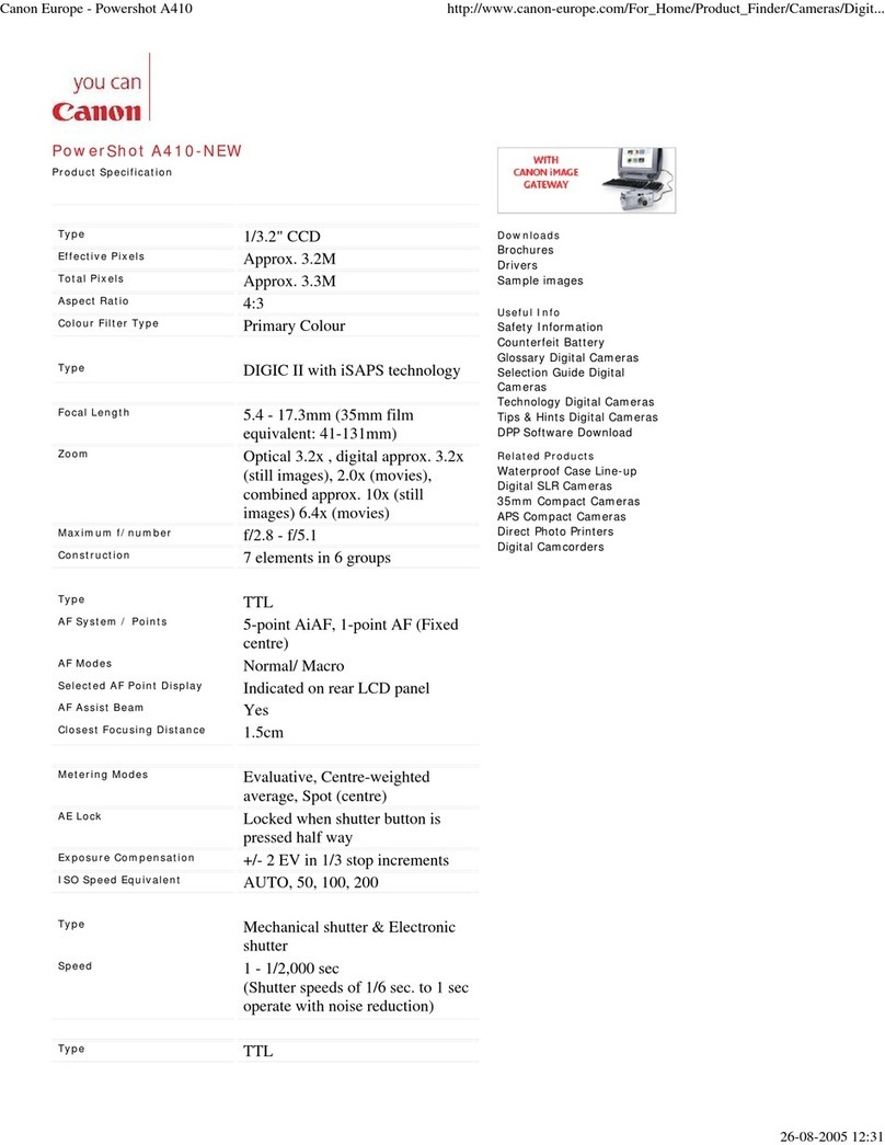 Canon PowerShot A410 specification