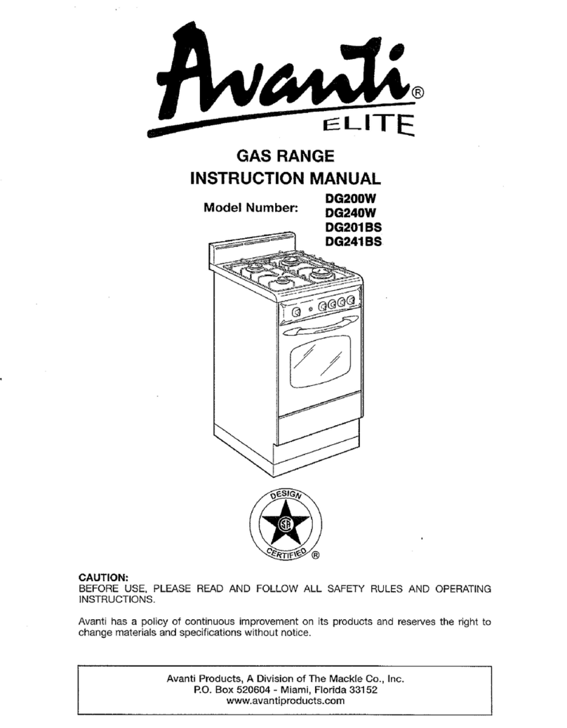 Avanti ELITE DG200W instruction manual
