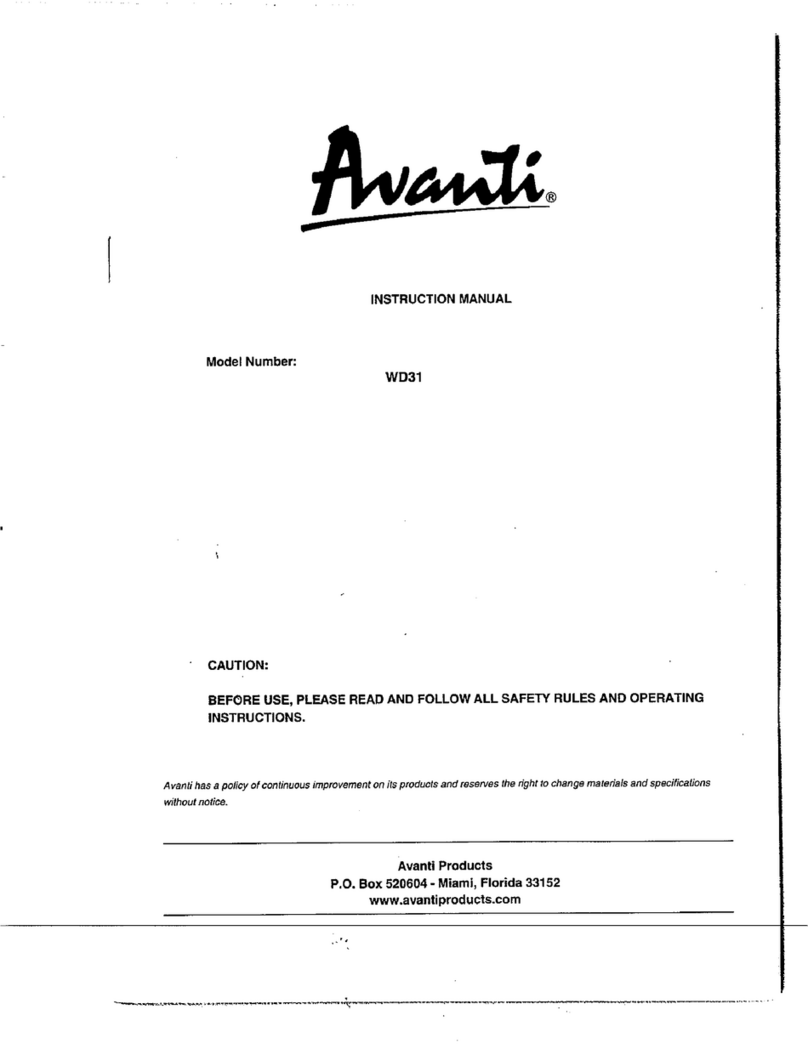 Avanti WD31 instruction manual