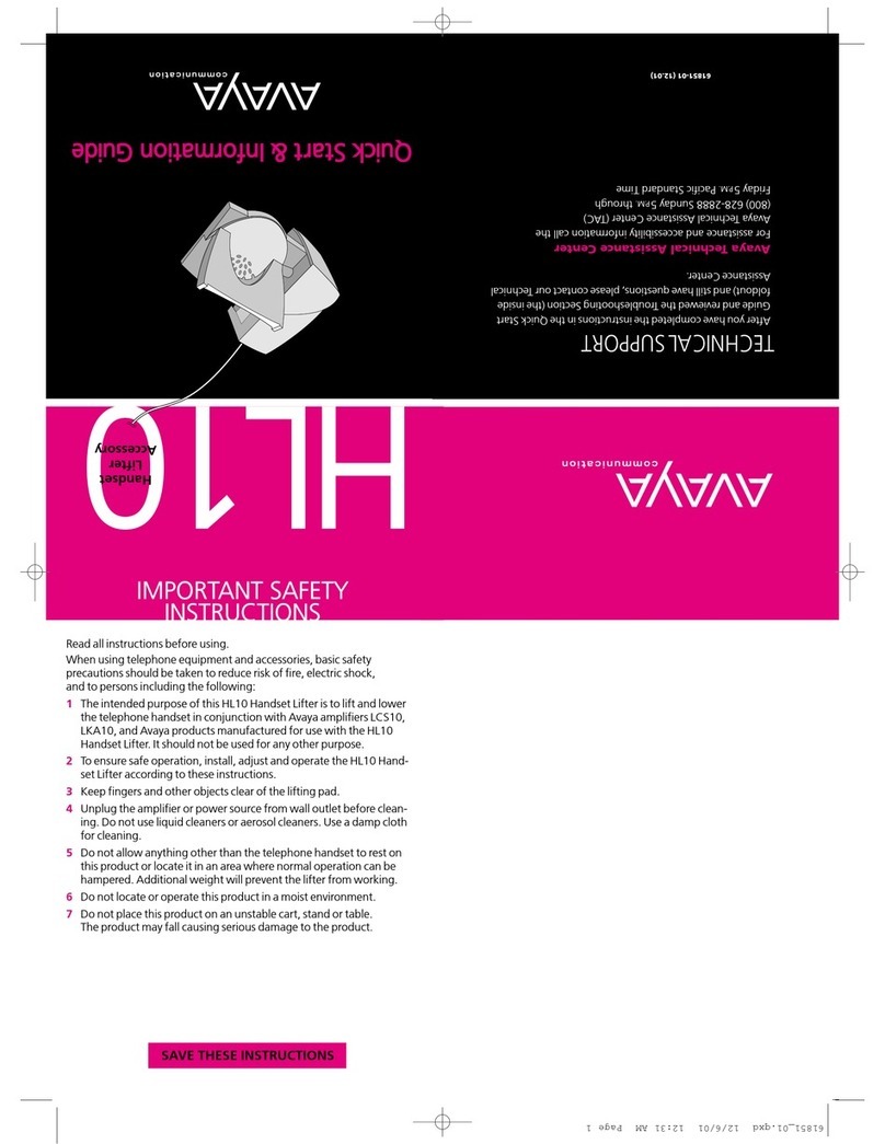 Avaya Telephone Handset Lifter Accessory HL10 User manual