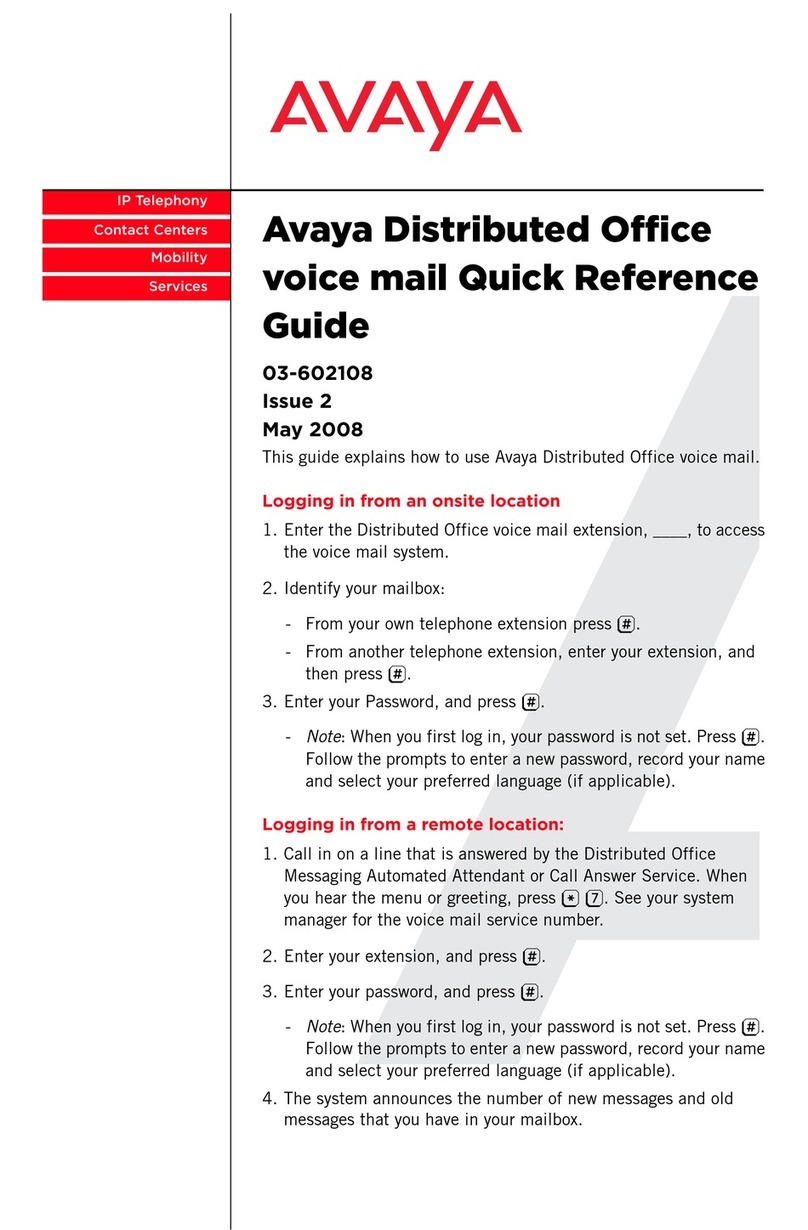Avaya Distributed Office Voice Mail Quick reference guide
