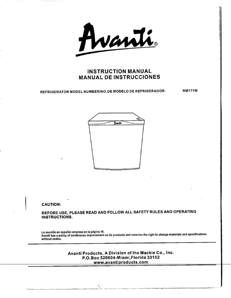 Avanti RM171W instruction manual
