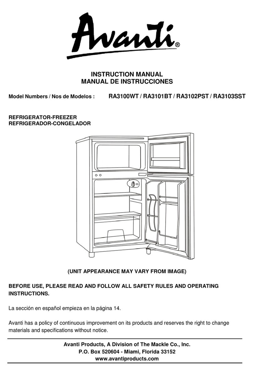 Avanti REFRIDGERATOR-FREEZER RA3100WT instruction manual Avanti REFRIDGERATOR-FREEZER RA3100WT instruction manual