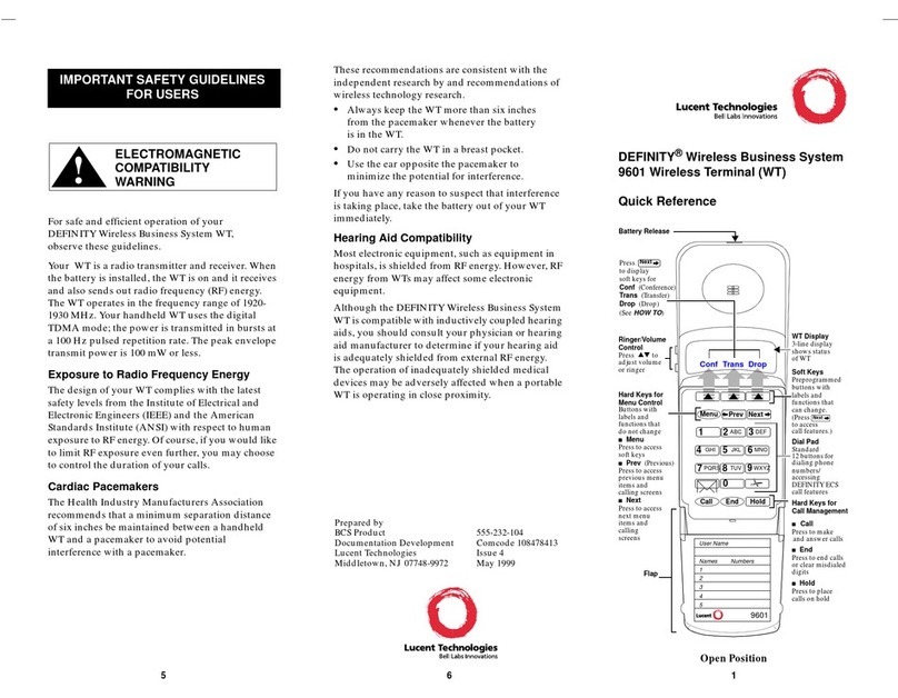 Lucent Technologies DEFINITY 9601 User manual