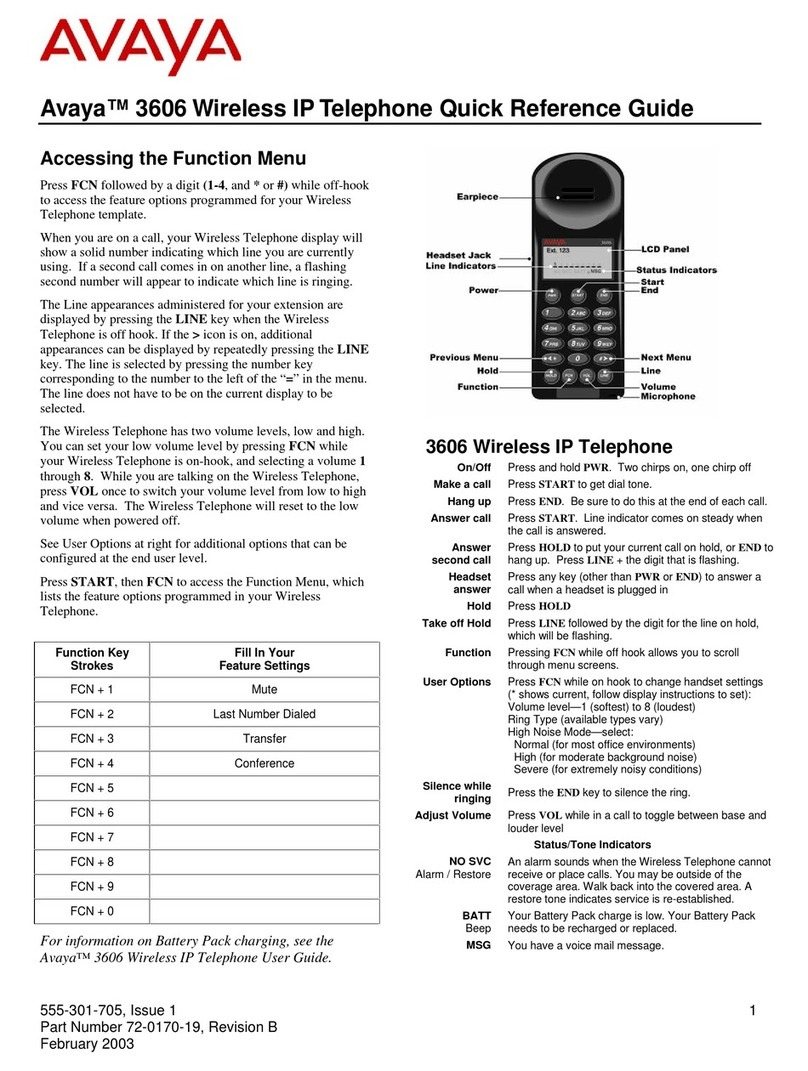 Avaya 3606 User manual