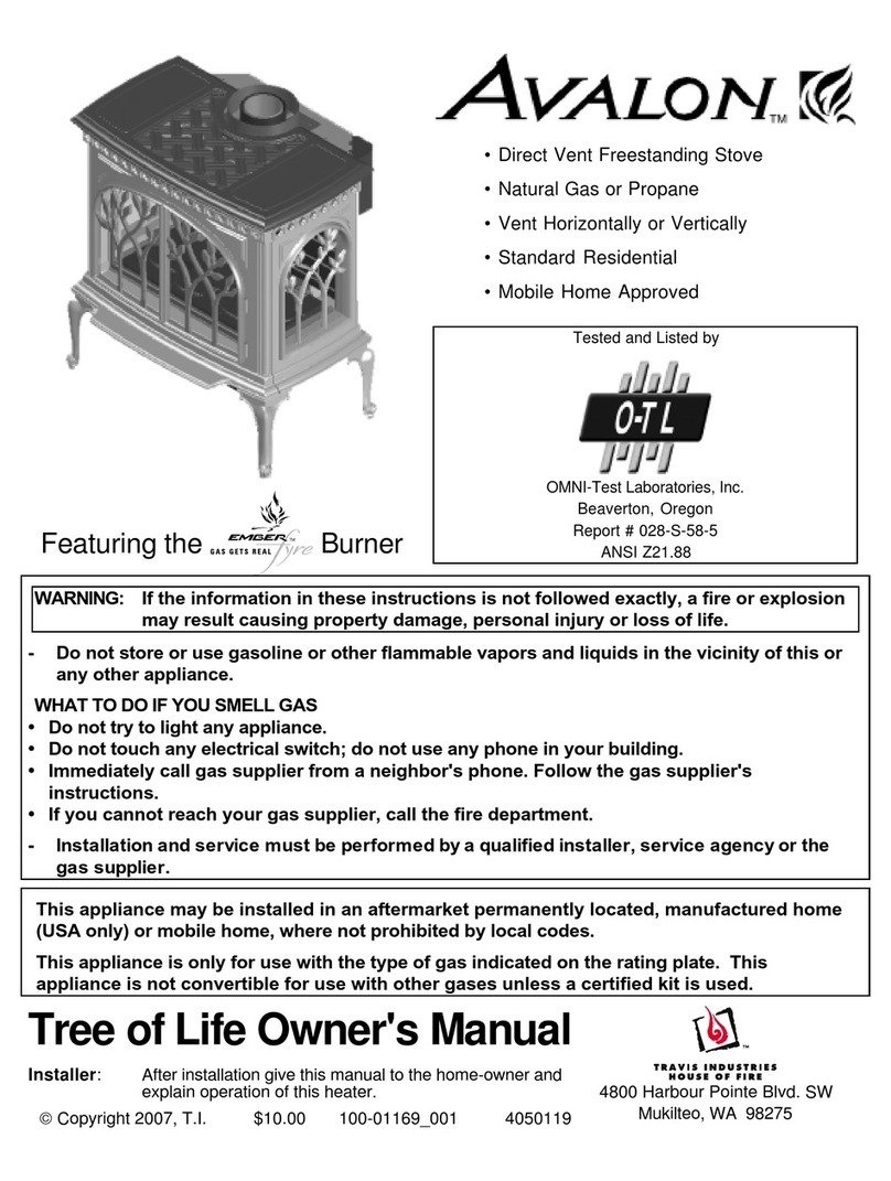 Avalon Direct Vent Freestanding Stove User manual