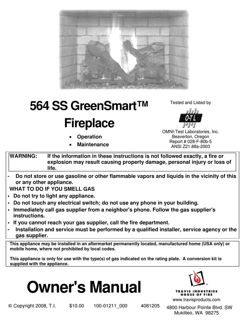 Travis Industries GreenSmart Fireplace 564 SS User manual