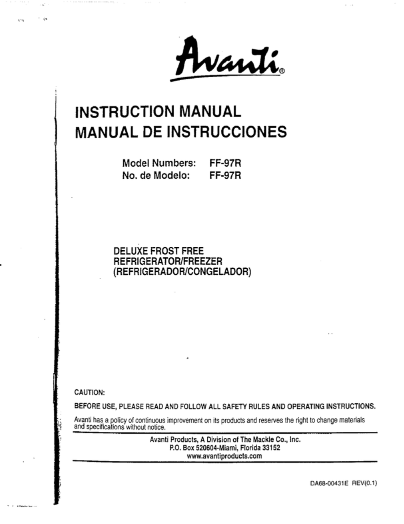 Avanti DELUXE FROST FREE FF-97R User manual