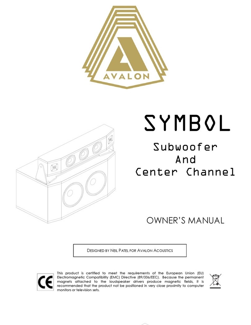 Avalon Acoustics Symbol AVALON SYMBOL Subwoofer And Center... owner's manual
