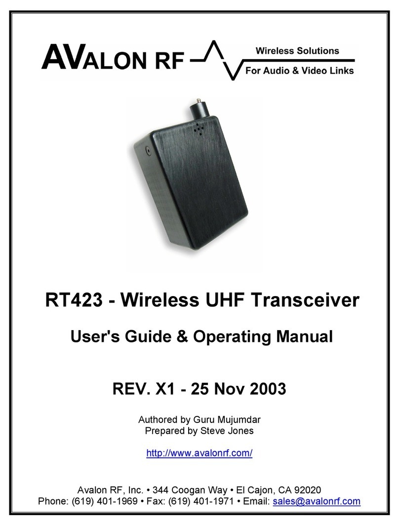 Avalon RF RT423 User's guide & operating manual