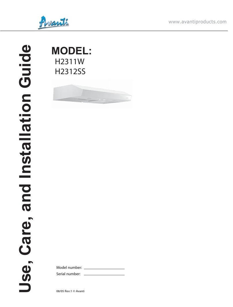 Avanti H2311W Use, care and installation guide