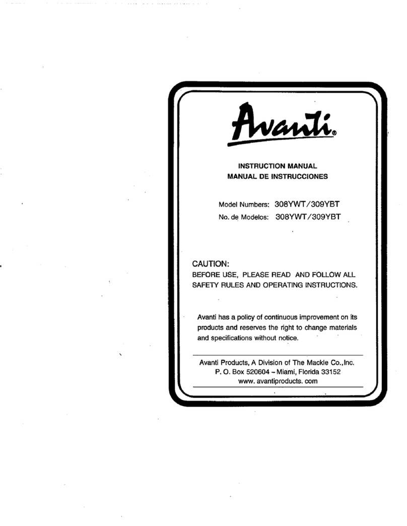Avanti AVANTI 308YWT User manual Avanti AVANTI 308YWT User manual