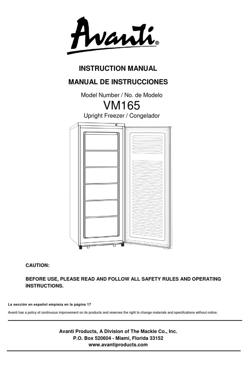 Avanti UPRIGHT FREEZER VM165 instruction manual