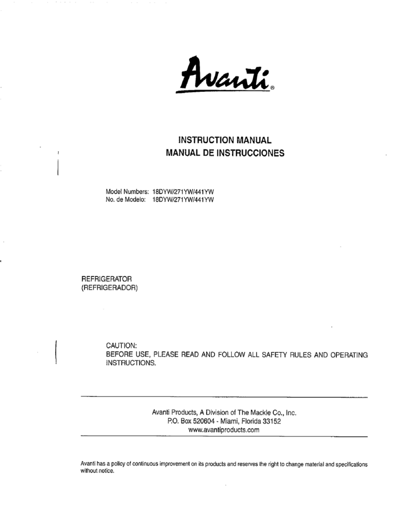 Avanti 18DYW instruction manual