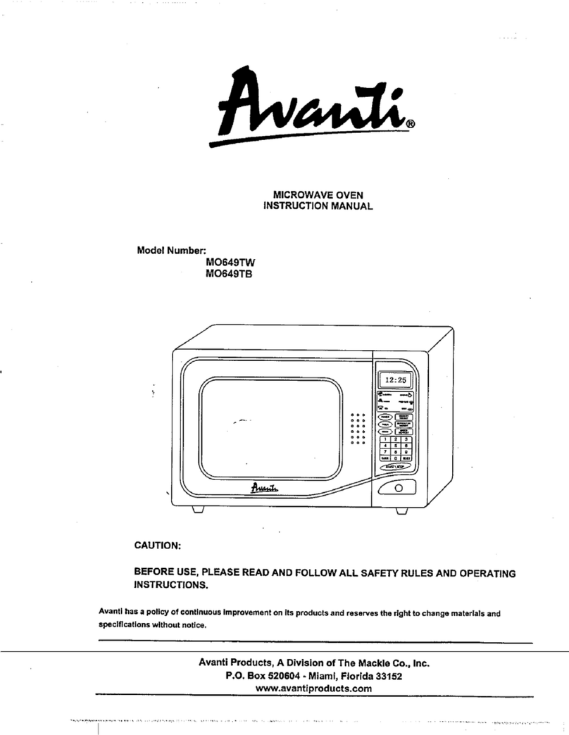 Avanti NOT FOUN MO649TB instruction manual