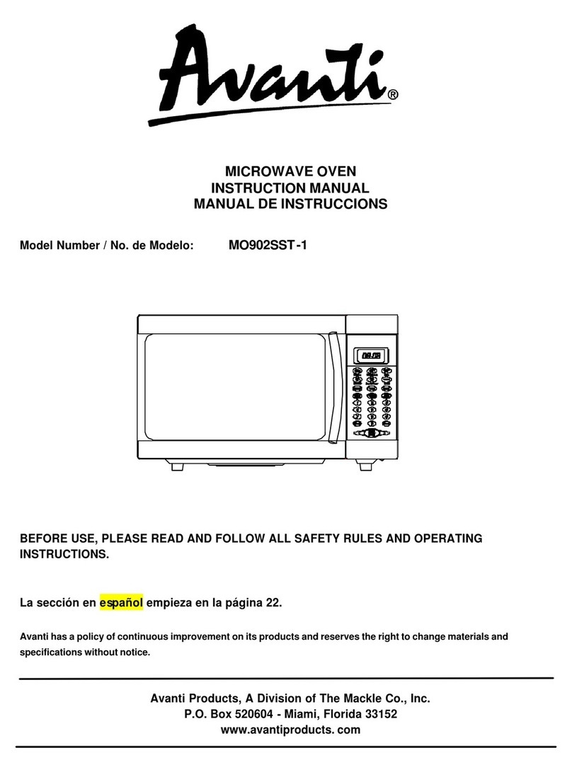 Avanti MO902SST-1 instruction manual