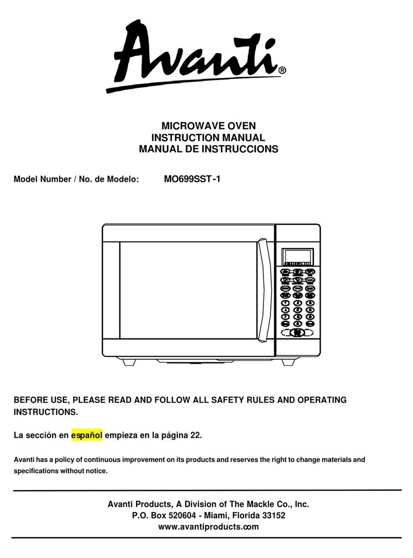 Avanti MO699SST-1 instruction manual