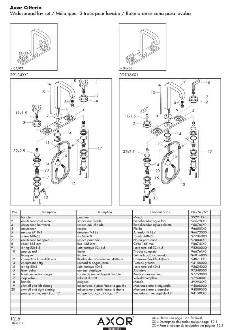 Axor Citterio 39134XX1 User manual