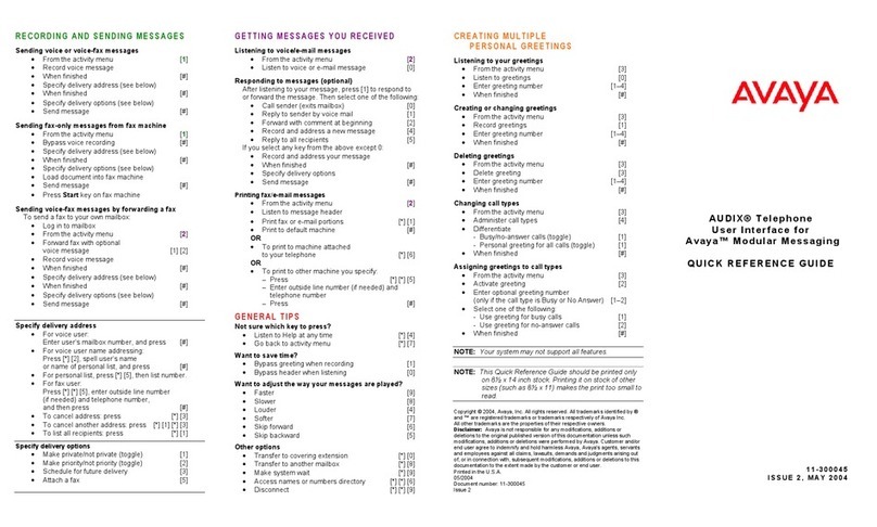 Avaya Audix Quick reference guide
